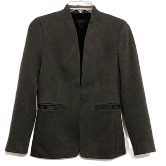 J. Crew Going Out Blazer 0 Tailored Gray Open Front Notch Collar Minimalist - Picture 3 of 10